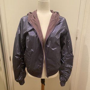 Reversible purple and plum windbreaker
